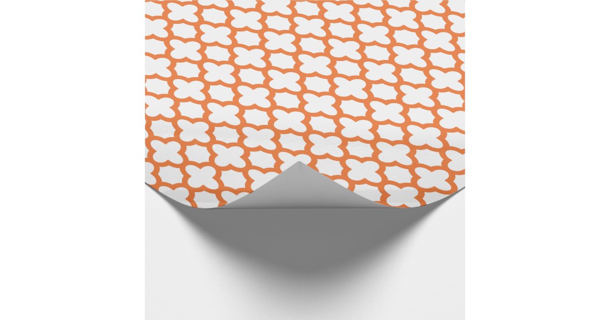 Orange Quatrefoil Pattern Wrapping Paper | Zazzle