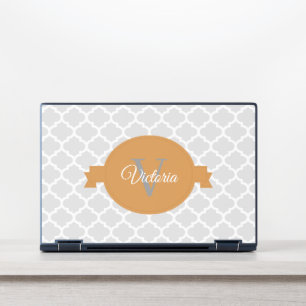 Orange Quatrefoil Personalized HP Laptop Skin