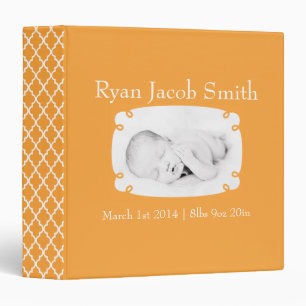 Orange Quatrefoil Photo Ready Baby Book Binder