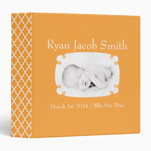 Orange Quatrefoil Photo Ready Baby Book Binder (Front/Spine)