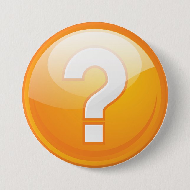 Orange Question Mark Bold Modern Symbol Button (Front)