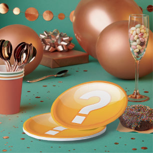 Orange Question Mark Bold Modern Symbol Paper Plates