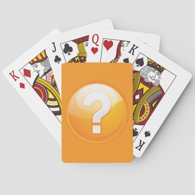 Orange Question Mark Bold Modern Symbol Poker Cards (Back)