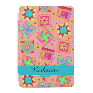 Orange Quilt Patchwork Block Name Personalized iPad Mini Cover