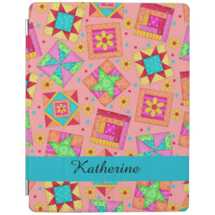 Orange Quilt Patchwork Block Name Personalized iPad Smart Cover