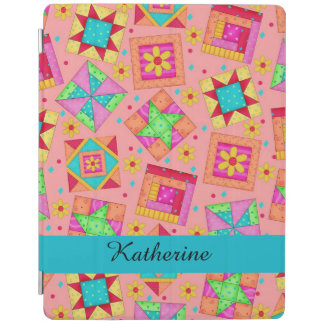 Orange Quilt Patchwork Block Name Personalized iPad Smart Cover