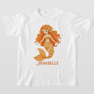 Orange Quilted Mermaid Personalize T-Shirt