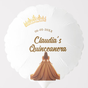 Orange quinceanera princess crown birthday name da balloon