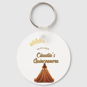 Orange quinceanera princess crown birthday name da keychain