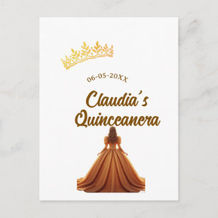 Orange quinceanera princess crown birthday name da postcard
