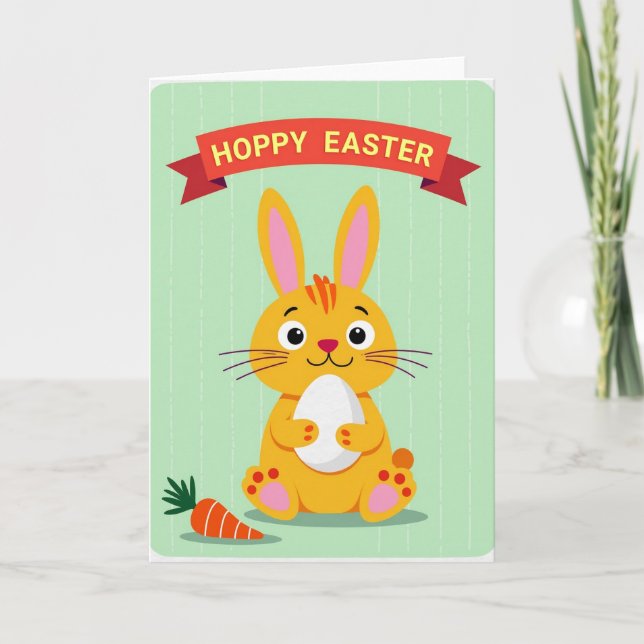 Orange Rabbit Pattern Card (Front)