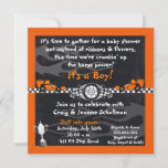 Orange Race Car Baby Shower Invitations at Zazzle
