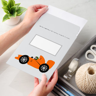 Orange Racing Car Design Any Colour Background Envelope Mailers