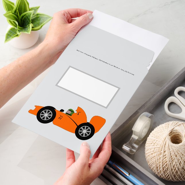 Orange Racing Car Design Any Colour Background Envelope Mailers (Desk)