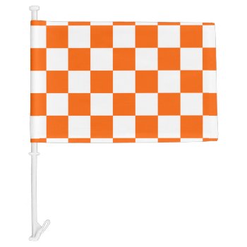 Orange Racing Checkered Flag Display Customizable by AmericanStyle at Zazzle