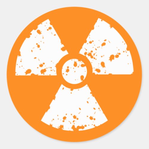 Orange Radioactive Symbol Classic Round Sticker