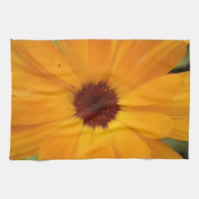 Orange Rain Daisy Kitchen Towel (Horizontal)