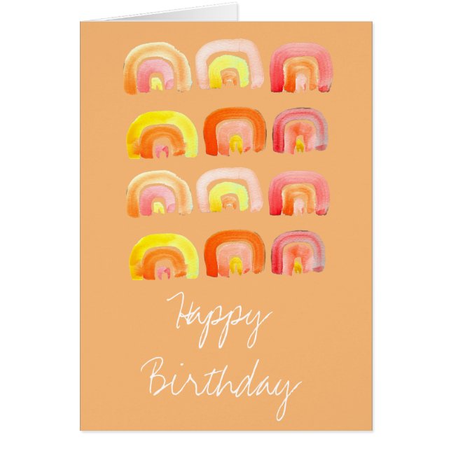 Orange rainbow cute retro art cards (Front)