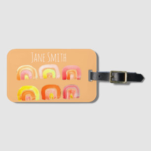 Orange rainbow cute retro art luggage tag