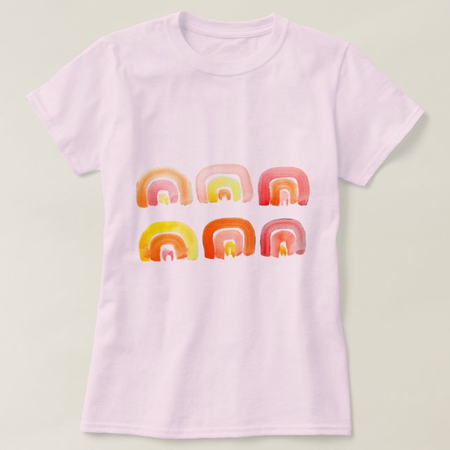Orange rainbow cute retro art T-Shirt (Design Front)