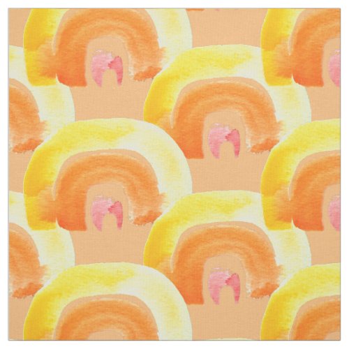 Orange Rainbow love watercolor Fabric