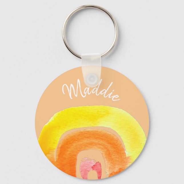 Orange Rainbow love watercolor Keychain (Front)