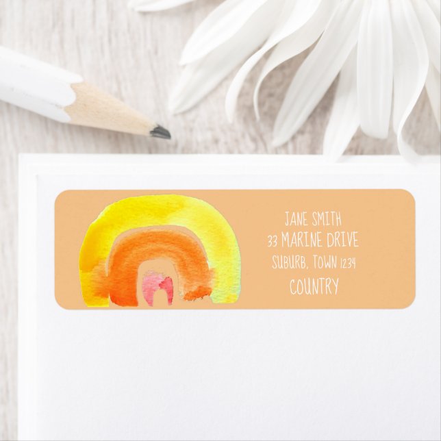Orange Rainbow love watercolor Label (Insitu)