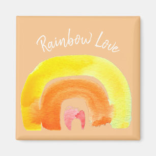 Orange Rainbow love watercolor Magnet