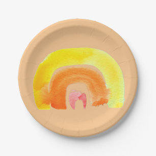 Orange Rainbow love watercolor Paper Plates