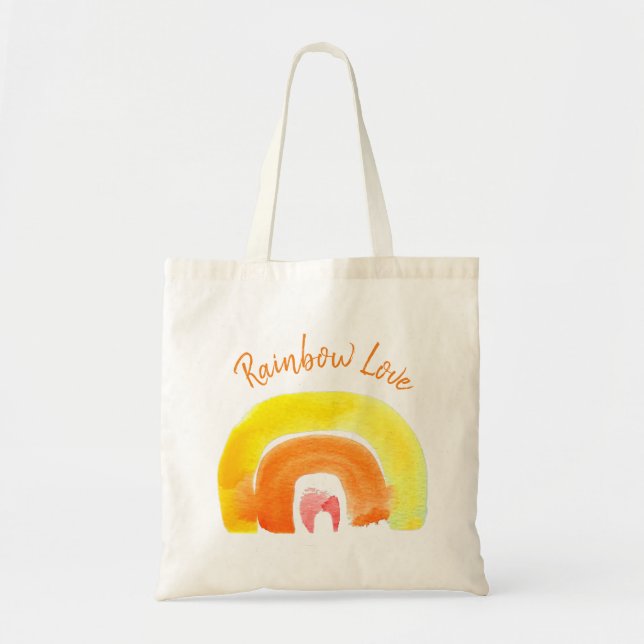 Orange Rainbow love watercolor Tote Bag (Front)