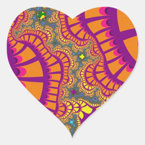 Orange Rainbow Remix Heart Sticker