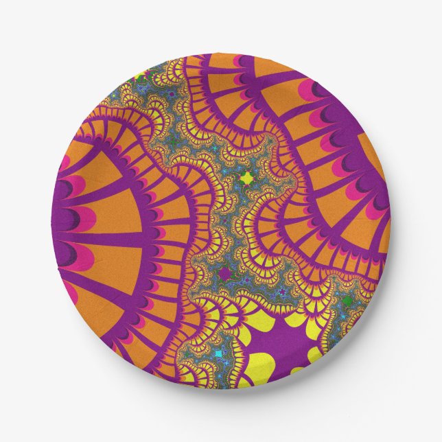 Orange Rainbow Remix Paper Plates (Front)