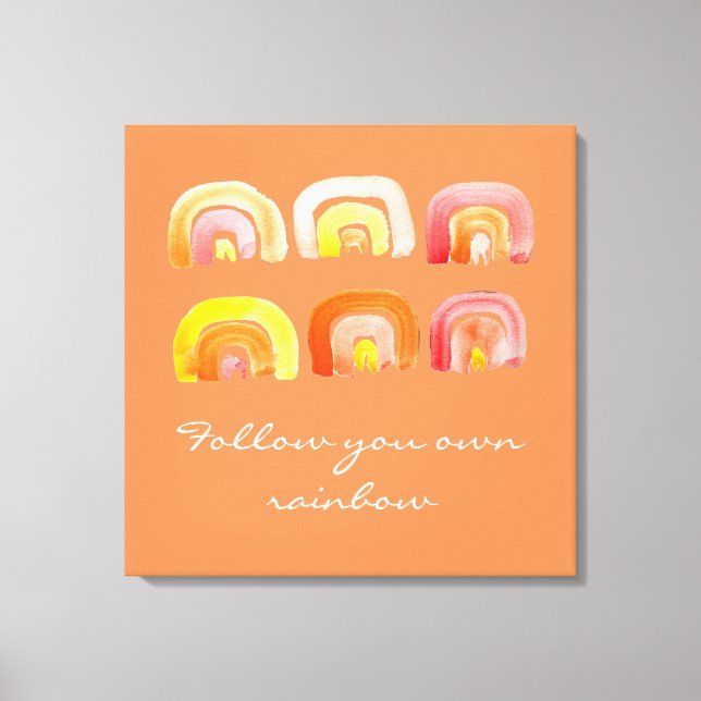 Orange rainbow retro inspiration quote canvas print (Front)