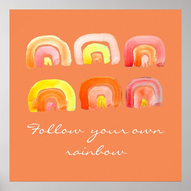 Orange rainbow retro inspiration quote poster (Front)