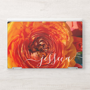Orange Ranunculus Flower Photo Personalized HP Laptop Skin
