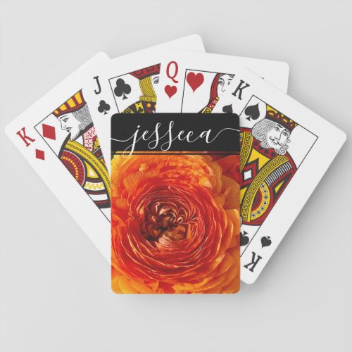 Orange Ranunculus Personalized Poker Cards