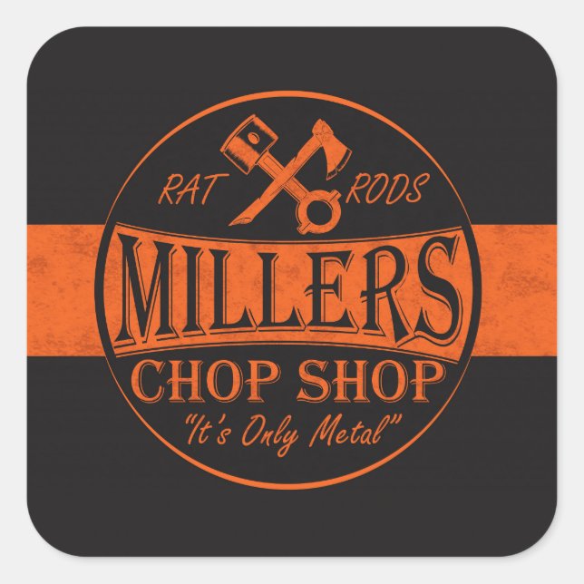 Orange Rat Rods Logo Square Sticker (Front)