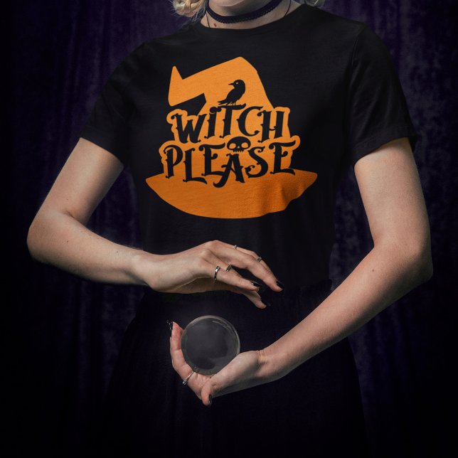 Orange Raven & Skull Cool Halloween Witch Please Tri-Blend Shirt (Creator Uploaded)