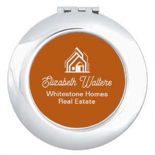 Orange Real Estate Company Custom Realtor Compact Mirror
