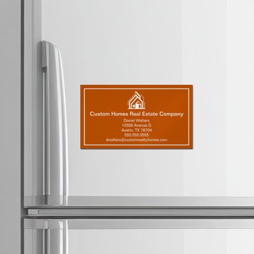 Orange Real Estate Company Home Realtor Business Card Magnet