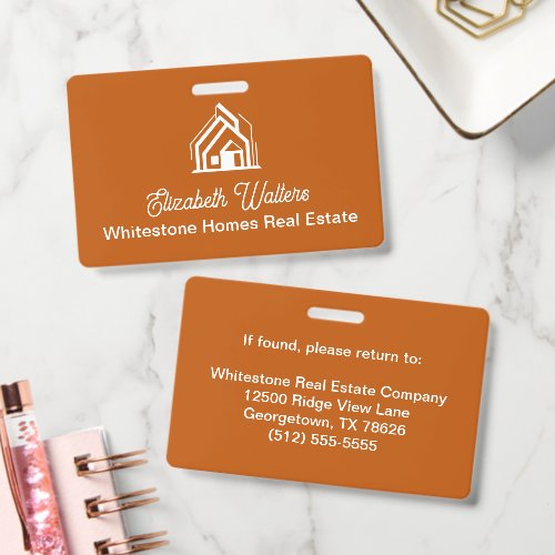 Orange Real Estate Company House Custom Realtor Badge