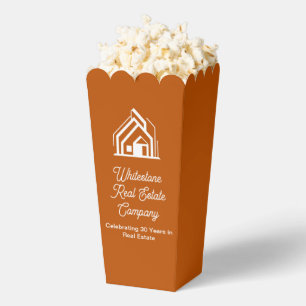 Orange Real Estate Company Party Custom Popcorn Favor Boxes