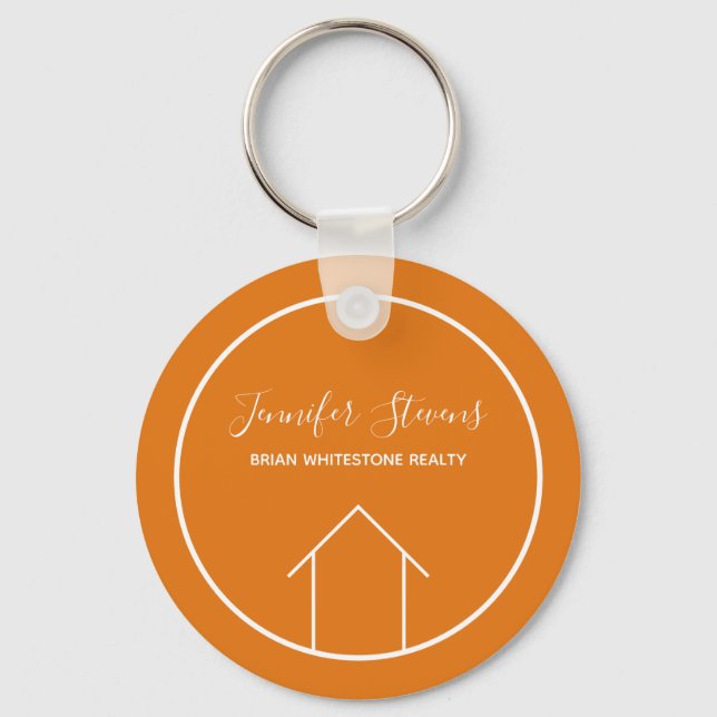Orange Real Estate Company Personalized Realtor Keychain (Front)