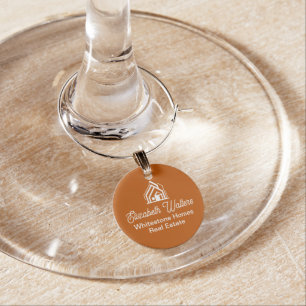 Orange Realtor Custom Real Estate Company Wine Charm