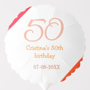 Orange red 50 birthday anniversary add name date p balloon