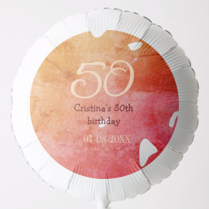Orange red 50 birthday anniversary add name date p balloon