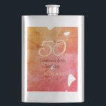 Orange red 50 birthday anniversary add name date p flask<br><div class="desc">design</div>