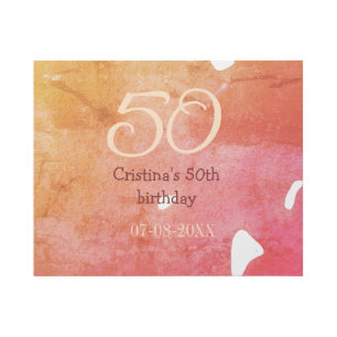 Orange red 50 birthday anniversary add name date p gallery wrap