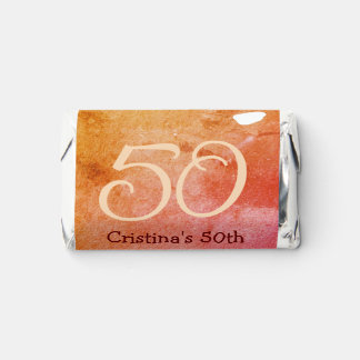 Orange red 50 birthday anniversary add name date p hershey's miniatures