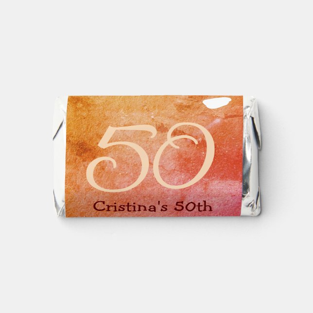Orange red 50 birthday anniversary add name date p hershey's miniatures (Front)